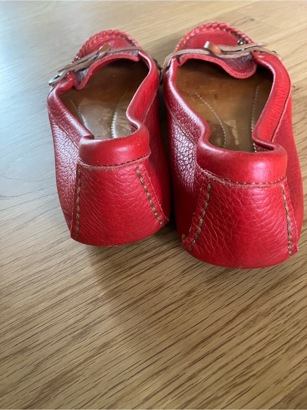 Bernardo Red Leather Driving Flat Loafers / Moccasins Made in Italy (7) - Picture 5 of 8